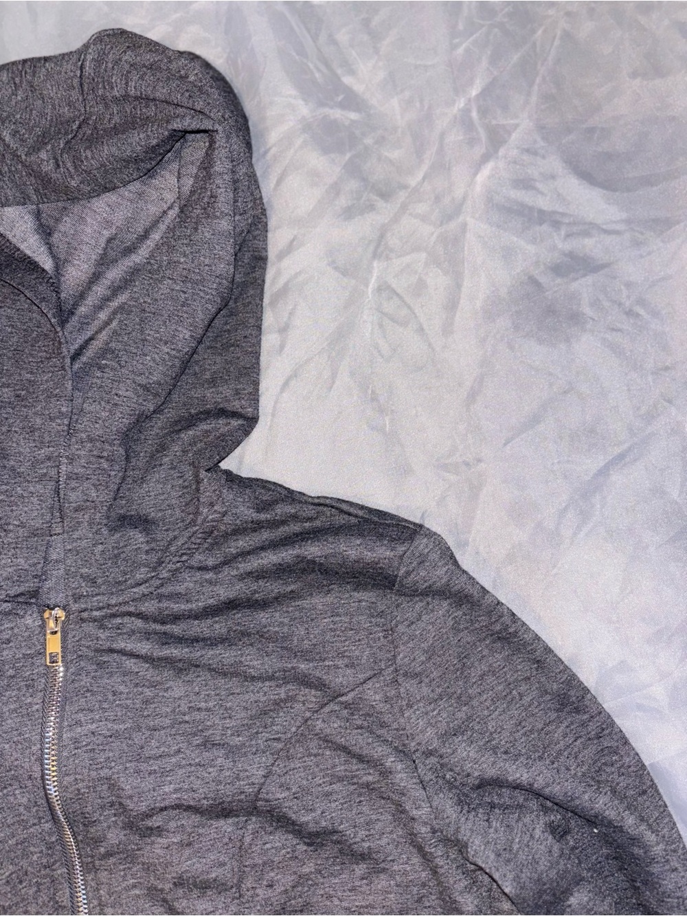Gray Zip-Up Hoodie with Hood